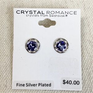 Crystal Romance Swarovski Crystal Purple silver Stud earrings